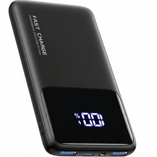 Portable Power Bank, Slimmest 10000Mah Fast Charging Portable Charger Compatible with Iphone & Samsung, Black